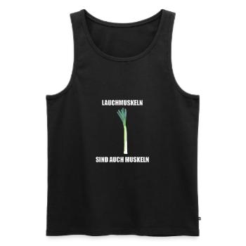 Les muscles allium sont aussi des muscles - Débardeur bio Premium Homme - noir - Devant - AI Model Male 178 light (178cm)