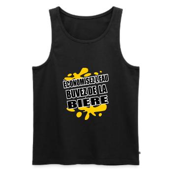 Bière Shirt • Buvez de la Bière • Jaune Cadeaux - Débardeur bio Premium Homme - noir - Devant - AI Model Male 178 light (178cm)