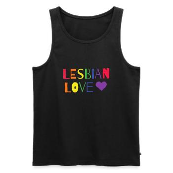 Pride Lesbian Love - Lesbisch, Liebe, Regenbogen - Männer Premium Bio Tank Top - Schwarz - Vorne - Michal (187cm)