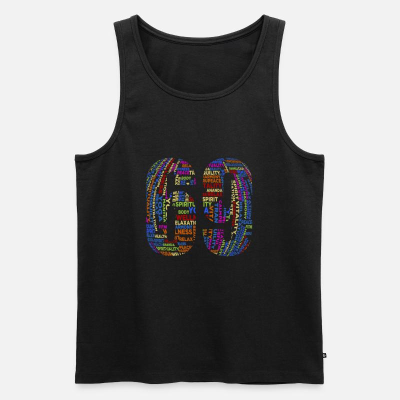 Text auf Englisch in bunt - Männer Premium Bio Tank Top - Schwarz