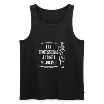 Je suis juge professionnel sans blague - Police blanche - Débardeur bio Premium Homme - noir - Devant - AI Model Male 178 light (178cm)