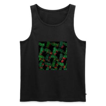 Palmen und Blumenmuster - Männer Premium Bio Tank Top - Schwarz - Vorne - AI Model Male 178 light (178cm)