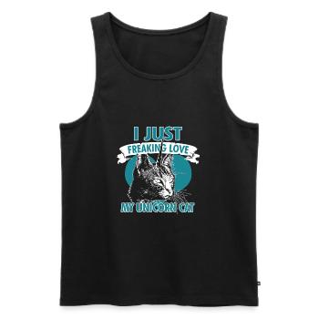 Einhorn Katze Einhörner Unicorn Cat Geschenk - Männer Premium Bio Tank Top - Schwarz - Vorne - Michal (187cm)
