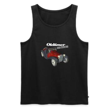 Oldtimer on Tour - Men's Premium Organic Tank Top - black - Front - AI Model Male 178 light (178cm)