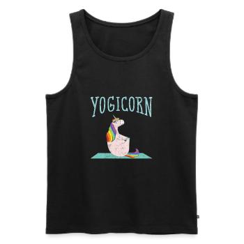 Yogicorn | Cool Yoga Unicorn On Mat - Men's Premium Organic Tank Top - black - Front - AI Model Male 178 light (178cm)