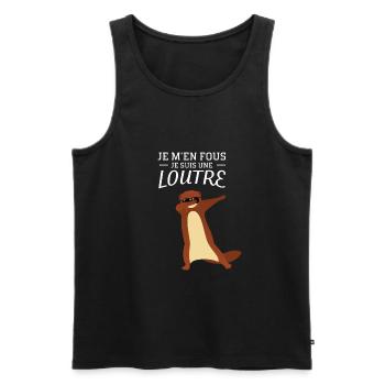 Je M'en Fous - Dabbing Loutre - Dab Dance - Débardeur bio Premium Homme - noir - Devant - AI Model Male 178 light (178cm)