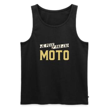 je peux pas j’ai moto cadeau papa fête des père - Débardeur bio Premium Homme - noir - Devant - Michal (187cm)