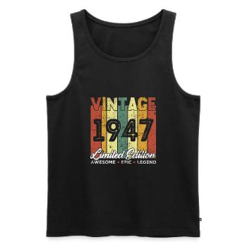 Cadeau D'anniversaire Vintage 1947 Edition limitée - Débardeur bio Premium Homme - noir - Devant - Michal (187cm)