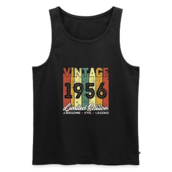 Cadeau D'anniversaire Vintage 1956 Edition limitée - Débardeur bio Premium Homme - noir - Devant - Michal (187cm)