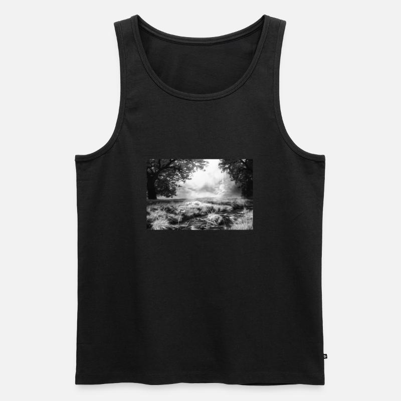Acryl Nebelwald Gemälde 2 acrbw - Männer Premium Bio Tank Top - Schwarz