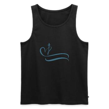 Croix du Cœur de Jésus - Débardeur bio Premium Homme - noir - Devant - Michal (187cm)