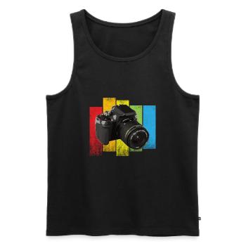 Cool camera subject - Men's Premium Organic Tank Top - black - Front - AI Model Male 178 light (178cm)