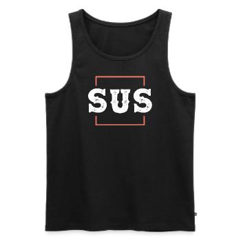 Kinda Sus Freches Statement - Männer Premium Bio Tank Top - Schwarz - Vorne - Michal (187cm)