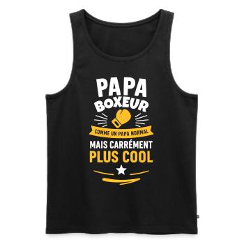 T-shirt Papa boxeur – Cadeau fête des pères - Débardeur bio Premium Homme - noir - Devant - AI Model Male 178 light (178cm)