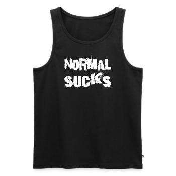 Normal Sucks – Gym Design im Zerstörten Look - Männer Premium Bio Tank Top - Schwarz - Vorne - Michal (187cm)