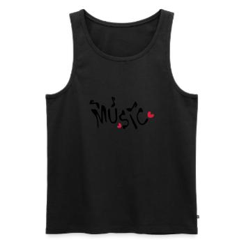 Musique txt coeurs rouges - Débardeur bio Premium Homme - noir - Devant - Michal (187cm)