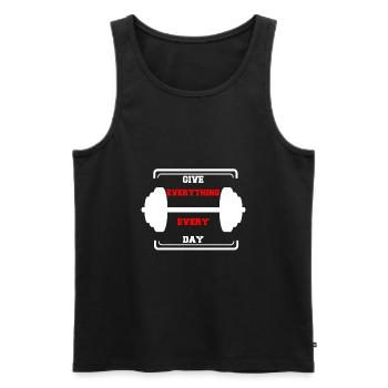 motivation fitness dumbbell training muscle building - Men's Premium Organic Tank Top - black - Front - AI Model Male 178 light (178cm)