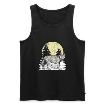 Wolf - Männer Premium Bio Tank Top - Schwarz - Vorne - Michal (187cm)