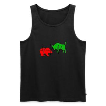 Bull et ours - pouls. Rouge / Vert - Débardeur bio Premium Homme - noir - Devant - AI Model Male 178 light (178cm)