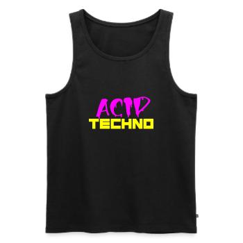 techno acide - Débardeur bio Premium Homme - noir - Devant - AI Model Male 178 light (178cm)
