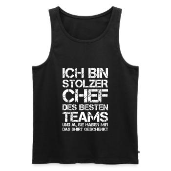Stolzer Chef Des Besten Teams Shirt Geschenkt Boss - Männer Premium Bio Tank Top - Schwarz - Vorne - Michal (187cm)