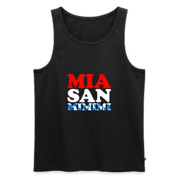Mia San Mimimi cadeau d'humour anti Bavière - Débardeur bio Premium Homme - noir - Devant - Michal (187cm)