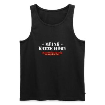 Meine Katze hört! - Männer Premium Bio Tank Top - Schwarz - Vorne - AI Model Male 178 light (178cm)