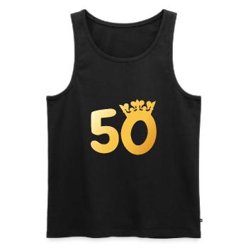 50ème anniversaire 50ème anniversaire cadeau de la Couronne - Débardeur bio Premium Homme - noir - Devant - Michal (187cm)