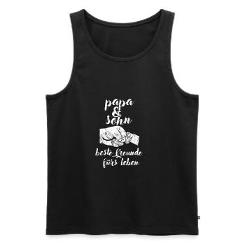 Papa Vater und Sohn - Männer Premium Bio Tank Top - Schwarz - Vorne - Michal (187cm)