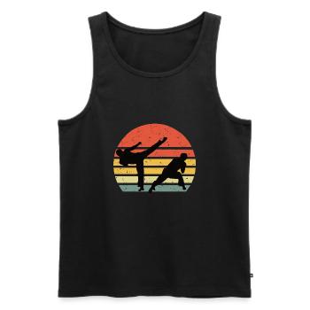 Capoeira vintage rétro - Débardeur bio Premium Homme - noir - Devant - Michal (187cm)