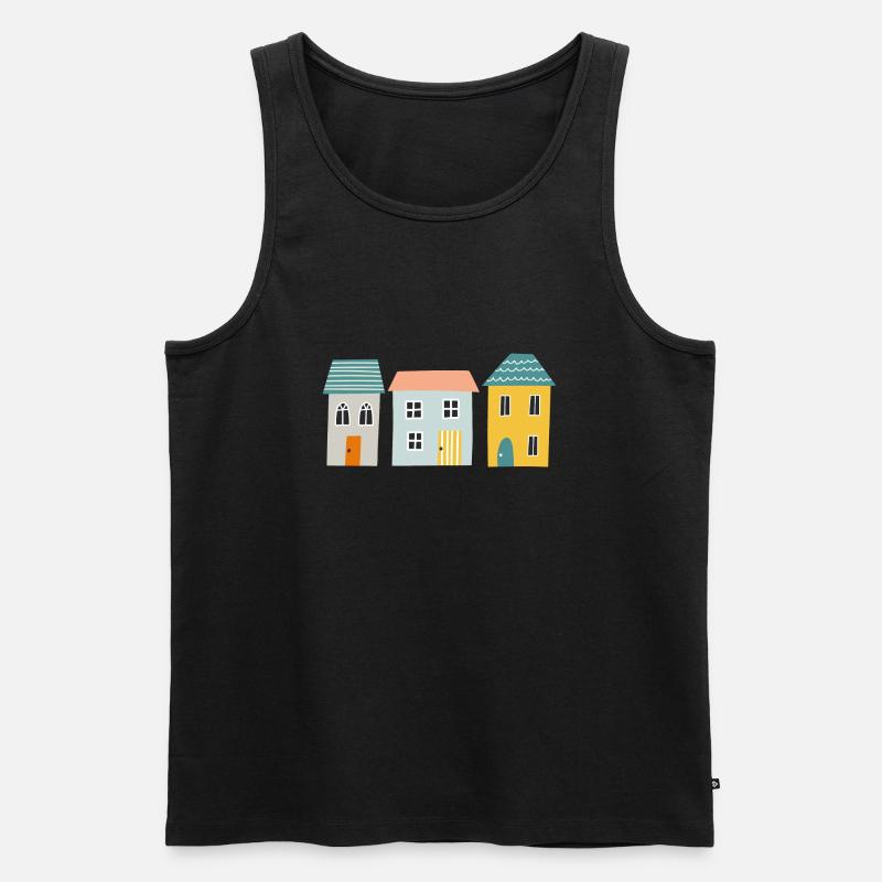 Häuser - Männer Premium Bio Tank Top - Schwarz