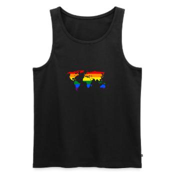 rainbow world map - Men's Premium Organic Tank Top - black - Front - Michal (187cm)