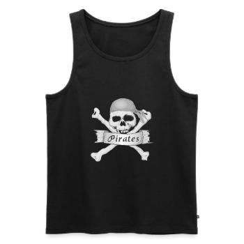 Totenschädel eines Piraten - Männer Premium Bio Tank Top - Schwarz - Vorne - Michal (187cm)