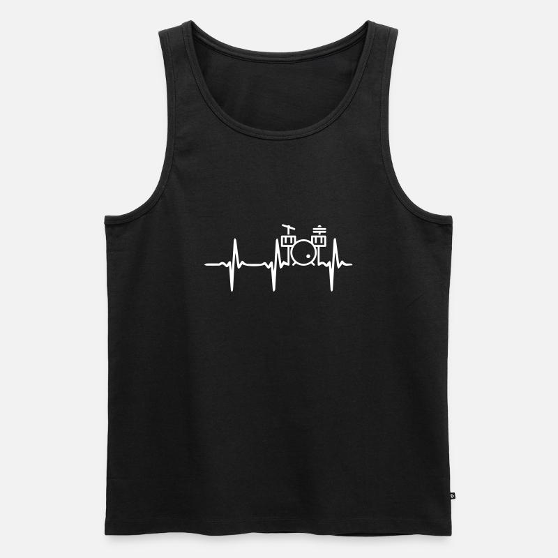 Heart Beat Drum - Männer Premium Bio Tank Top - Schwarz