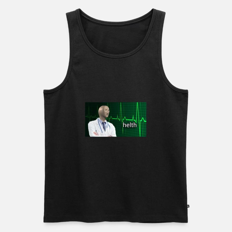 Stonks Helth dzięki Meme - Ekologiczny tank top męski Premium - czarny