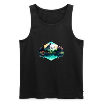 Beautiful landscape with mountains, gift hiking - Men's Premium Organic Tank Top - black - Front - Michal (187cm)