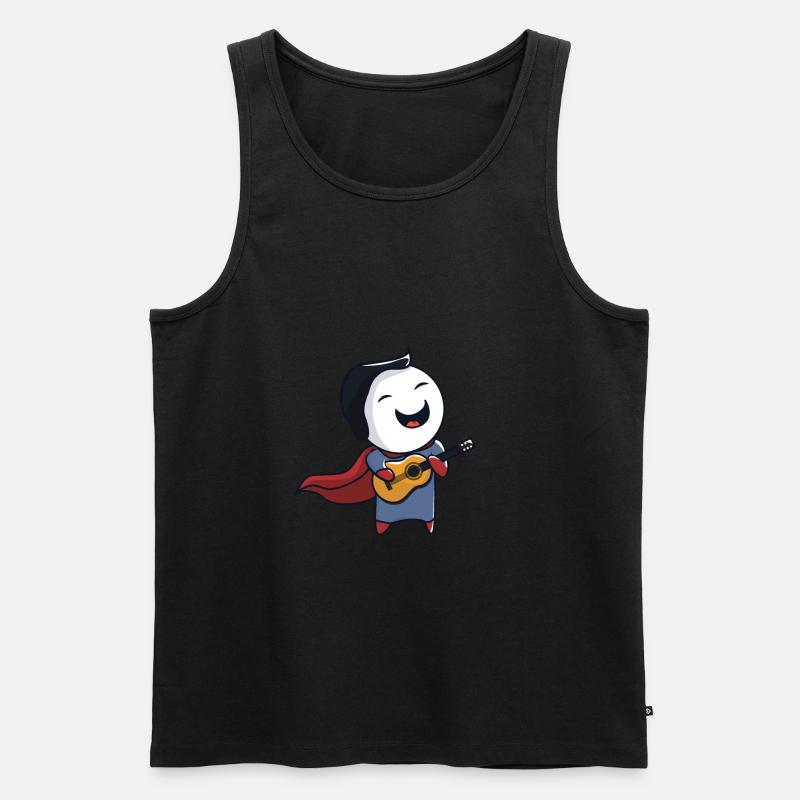 Superheld mit Gitarre - Männer Premium Bio Tank Top - Schwarz