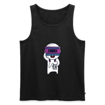 Cassette de musique rétro - Débardeur bio Premium Homme - noir - Devant - Michal (187cm)