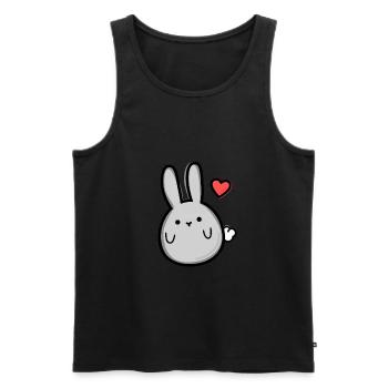 Bunny avec coeur - Débardeur bio Premium Homme - noir - Devant - Michal (187cm)