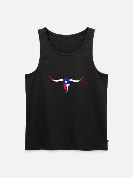 Texas Longhorn Skull (3c) - Men's Premium Organic Tank Top - black