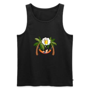 hammock palm holiday beer mug foam alcohol hu - Men's Premium Organic Tank Top - black - Front - Michal (187cm)