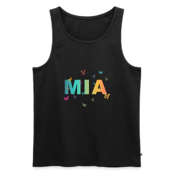 Mia - Beautiful name with butterflies, girls - Men's Premium Organic Tank Top - black - Front - AI Model Male 178 light (178cm)