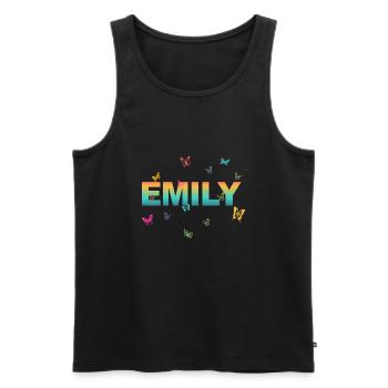 Emily - Beautiful name with butterflies, girls - Men's Premium Organic Tank Top - black - Front - Michal (187cm)