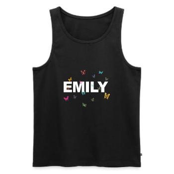 Emily - Beautiful name with butterflies, girls - Men's Premium Organic Tank Top - black - Front - Michal (187cm)