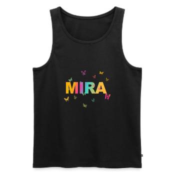 Mira - Joli nom avec papillons, fille - Débardeur bio Premium Homme - noir - Devant - AI Model Male 178 light (178cm)