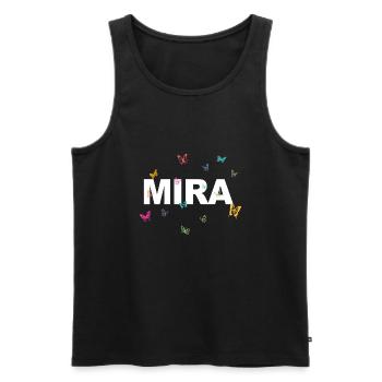 Mira - Joli nom avec papillons, fille - Débardeur bio Premium Homme - noir - Devant - AI Model Male 178 light (178cm)