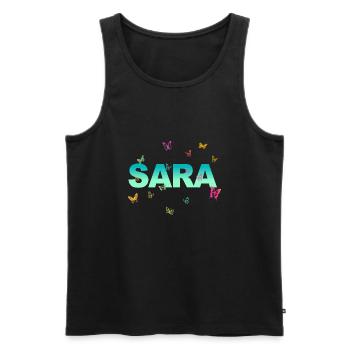 Sara - Beautiful name with butterflies, girls - Men's Premium Organic Tank Top - black - Front - AI Model Male 178 light (178cm)