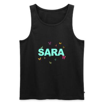 Sara - Schöner Name mit Schmetterlingen, Mädchen - Männer Premium Bio Tank Top - Schwarz - Vorne - Michal (187cm)