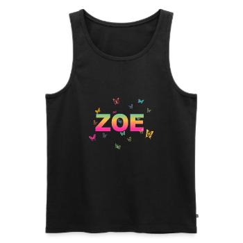 Zoe - Beau nom avec papillons - Débardeur bio Premium Homme - noir - Devant - AI Model Male 178 light (178cm)