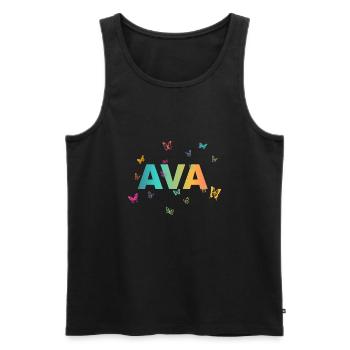Ava - Beautiful name with butterflies - Men's Premium Organic Tank Top - black - Front - AI Model Male 178 light (178cm)
